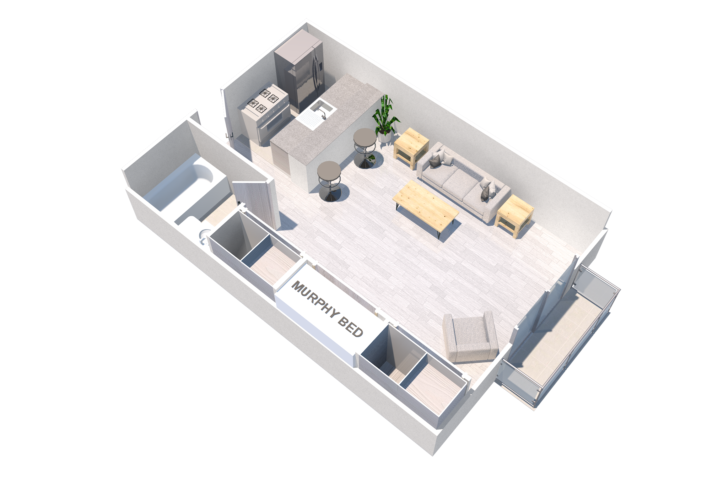 Floor plan for studio, 1 bath, 330 sqft